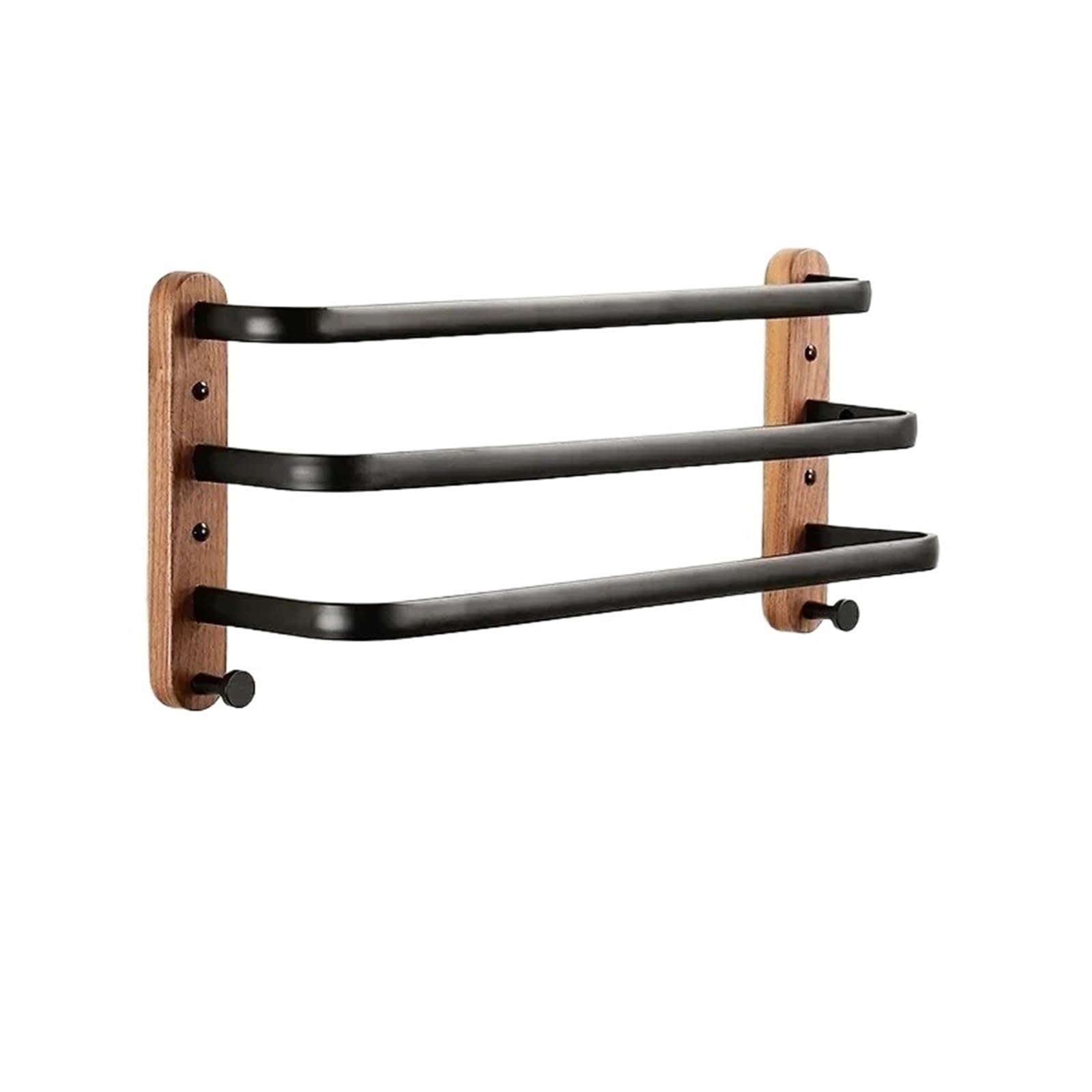 Three Rods Walnut Solid Wood Aluminum Towel Rack