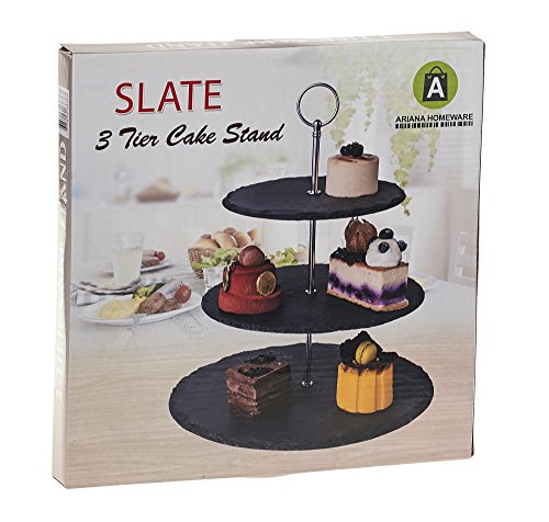 ARIANA HOMEWARE 3 Tier Cake Stand - Natural Slate | Sturdy Afternoon Tea Stand to Display a Cake, Sandwich, Cupcake & Buffet Food Platters | Serving Platter for Weddings, Birthdays & Christmas | Black - Cosy Home Interiors ARIANA HOMEWARE 3 Tier Cake Stand - Natural Slate | Sturdy Afternoon Tea Stand to Display a Cake, Sandwich, Cupcake & Buffet Food Platters | Serving Platter for Weddings, Birthdays & Christmas | Black - Image 6