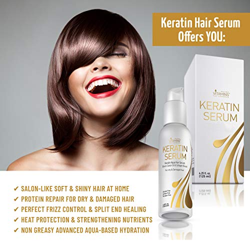Vitamins Keratin Protein Hair Serum - Biotin Anti Frizz Control Repair Treatment with Castor Oil for Frizzy Dry Damaged… - Image 5