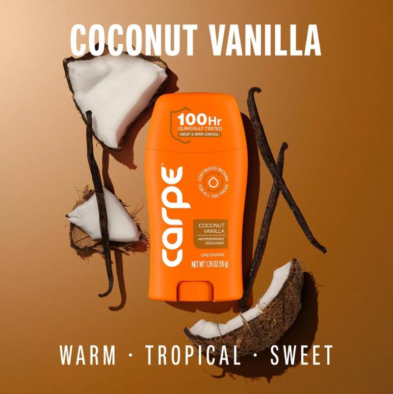 Carpe Women's 100HR Sweat & Odor Control Antiperspirant Deodorant - Coconut Vanilla - 1.76oz: Paraben-Free, Phthalate-Free, Vegan