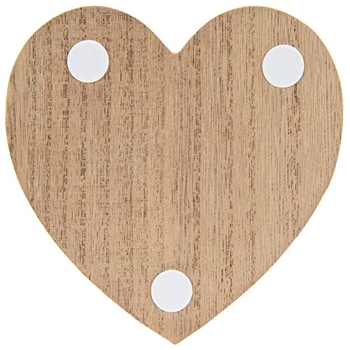 Set of Four Natural Wood Finish Heart Shaped Coasters in Matching Holder With Chicken Wire Mesh Heart Detail - Image 4