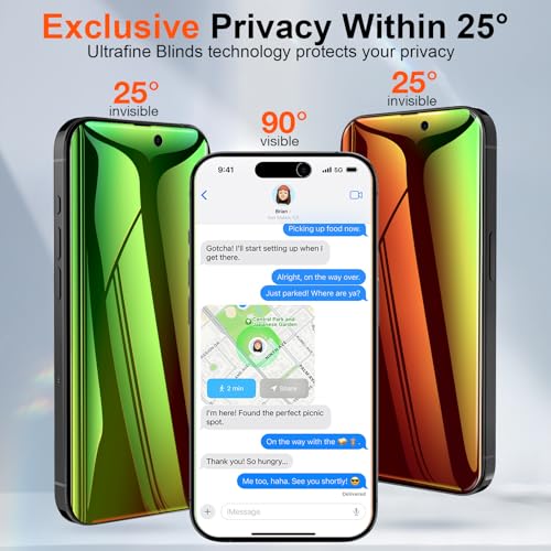 Fotbor for iPhone 17 Pro Privacy Screen Protector, 2 Pack Colorful Gradient Anti-Spy Anti-Blue Light 7H Hardness Film [Auto-Alignment Tray], No Peeling Shatterproof Bubble Free Case Friendly by Fotbor - Used condition - Image 3
