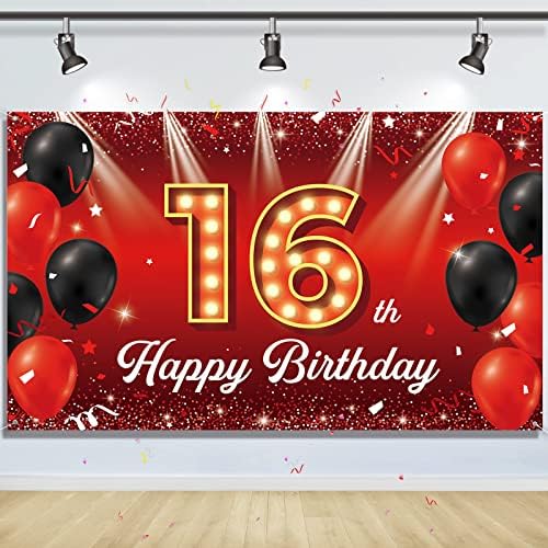 HTDZZI Sweet 16 Birthday Decorations, Rose Gold Happy 16th