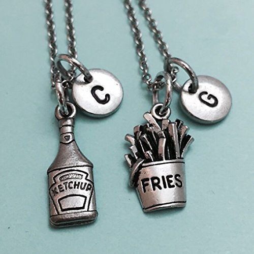 Best friend necklace, French fry necklace, ketchup necklace