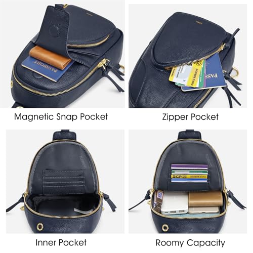 Kattee Sling Bag for Women, Leather Fanny Packs Crossbody Purse, Small Chest Bag with RFID Blocking, Blue4