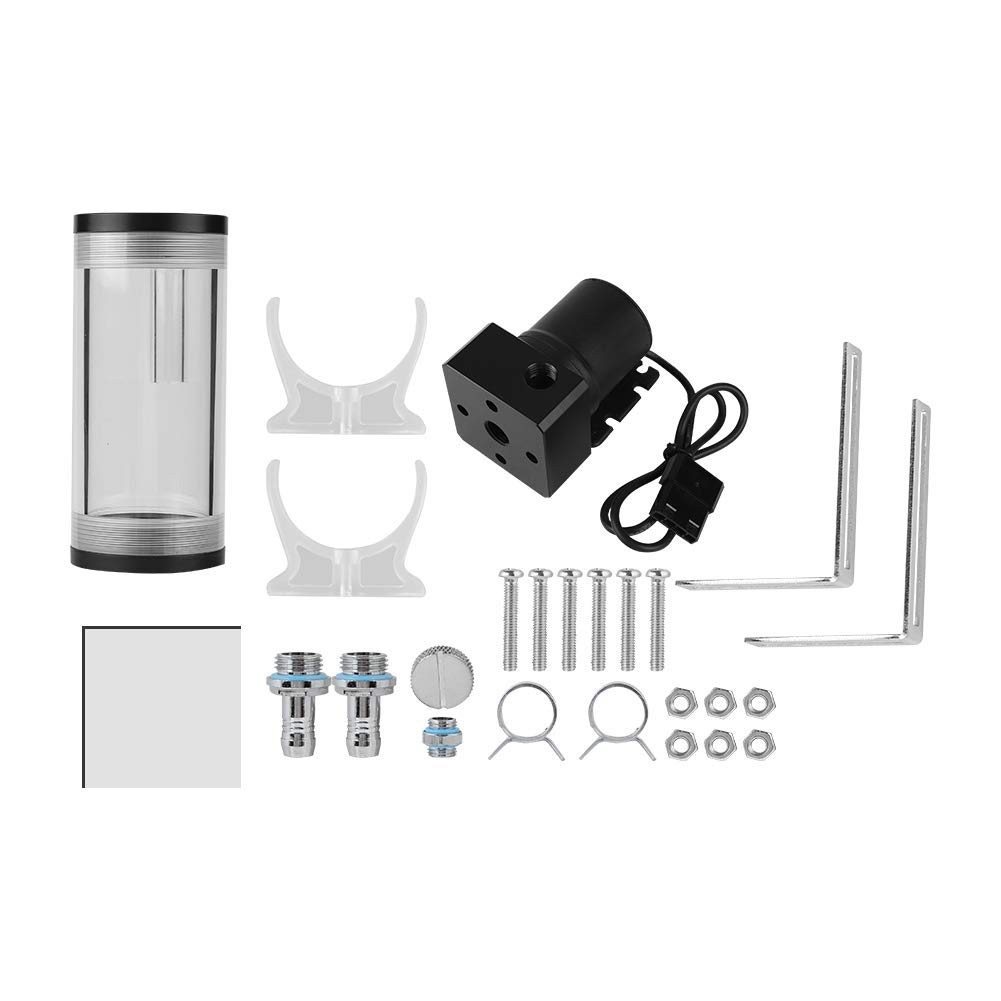Serbatoio di raffreddamento ad acqua per computer da 50 mm di diametro e 160 mm di lunghezza con mini pompa DC da 800 L/h, serbatoio d’acqua a cilindro per di raffreddament (110 mm)