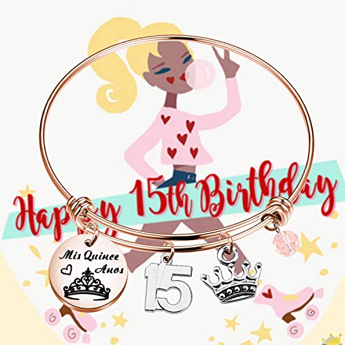 PLITI Quinceanera Bracelet - Sweet 15 Expandable Wire Bangle for Girls - Quince Anos Party Fiesta Gift - Madrina Gifts3