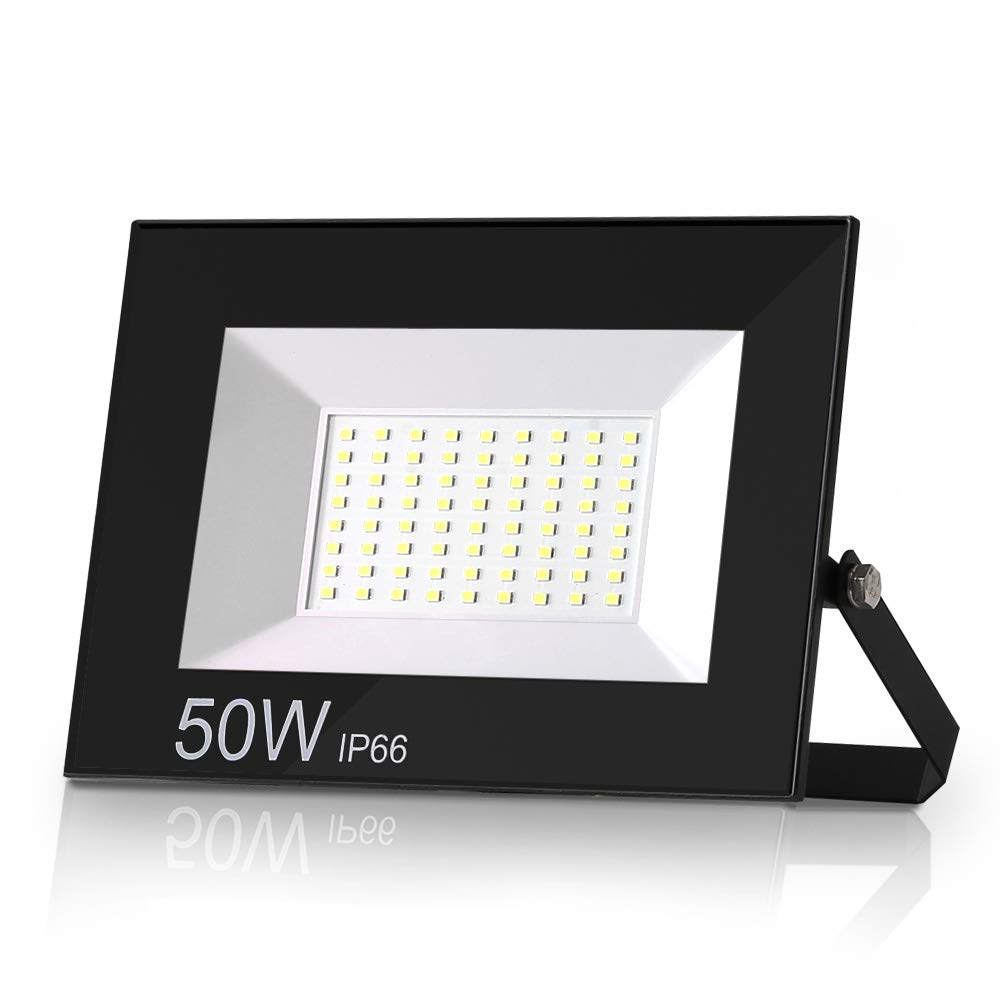 Aurorast 50W Led Floodlight, Outdoor Security Light IP66 Waterproof, 6000K Daylight White, 4000LM Bright Outside Lights for Garden, Garage, Parking Lot