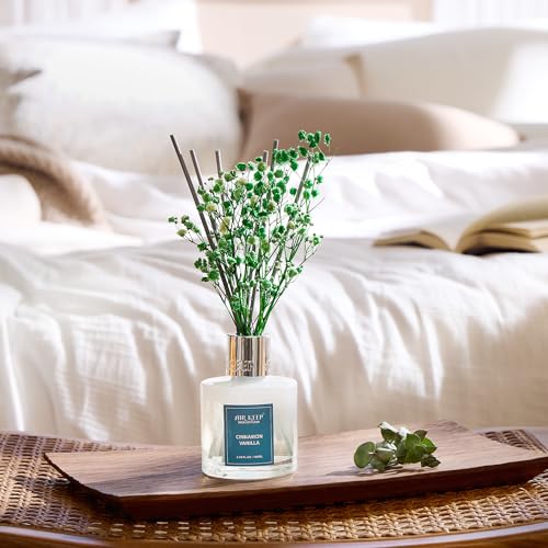 Image of Airkeep Reed Diffuser Set,3.38 fl oz (100 ml) - Cinnamon Vanilla Oil Diffusers with 8 Reed Sticks, Home Fragrance Reed Diffuser for Bathroom Shelf Decor
