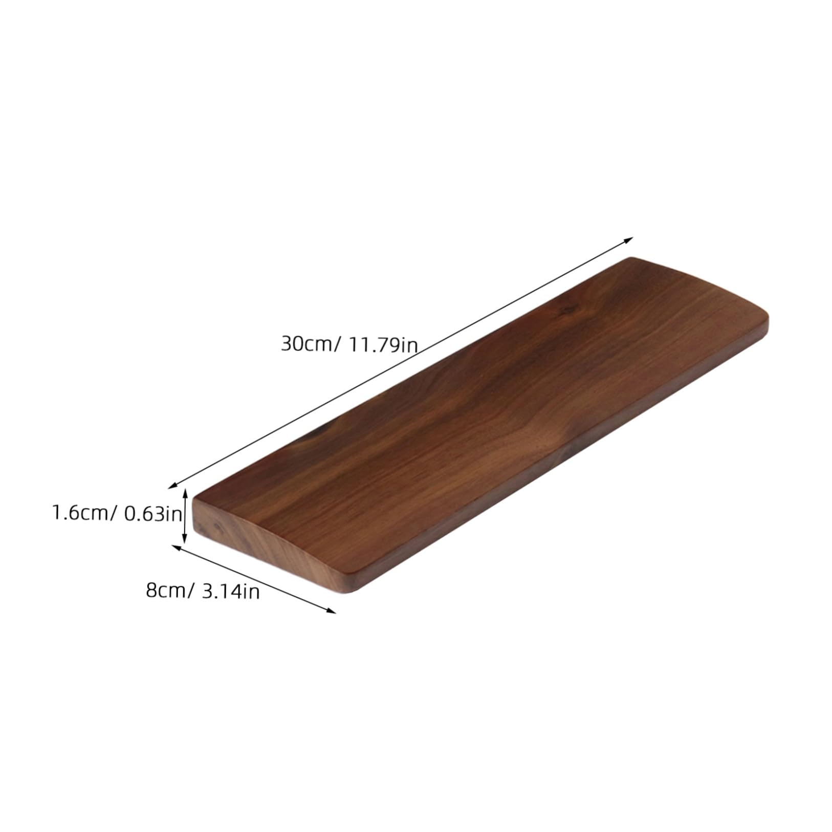 Walnuss Handgelenkauflage 300mm aus Massivholz für Homeoffice | Ergonomische Form, Kaffeefarbene Holzmaserung, Geeignet für Gaming und Tastatur Einsatz