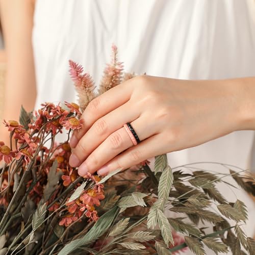 Image of Egnaro Silicone Wedding bands women:2.5mm Wide - 2mm Thick Gold and Silver Rubber Rings with Half Size,4-8 Variety Multipack