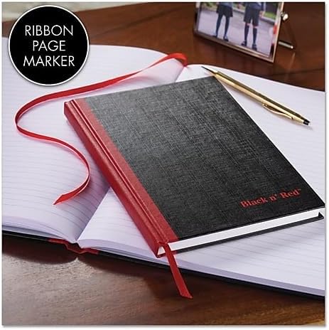 Miniatura 4 de Cuaderno Black n' Red de tapa dura, doble espiral, grande, negro, rojo, 70 hojas rayadas, Negro M L