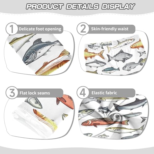 Retro Fish Sea Animal Girls Leggings Kids Yoga Pants Dance Active Tights 4T3