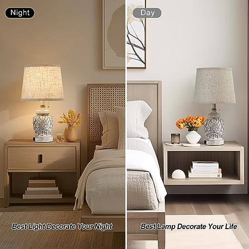 Fullarge T0126 19.5 Inch Vintage Rustic Table Lamp Set Of 2 Farmhouse Table Lamps For Living Room Bedroom Decor thumb #2