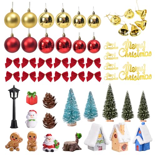 MOMOONNON Christmas Village Tabletop Decorations with Mini Christmas Trees Houses