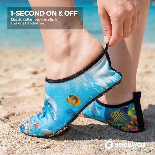 Image of SEEKWAY Water Shoes Women Men Adult Quick-Dry Aqua Socks Barefoot Non Slip for Beach Swim River Pool Lake surf Black SK002(U)