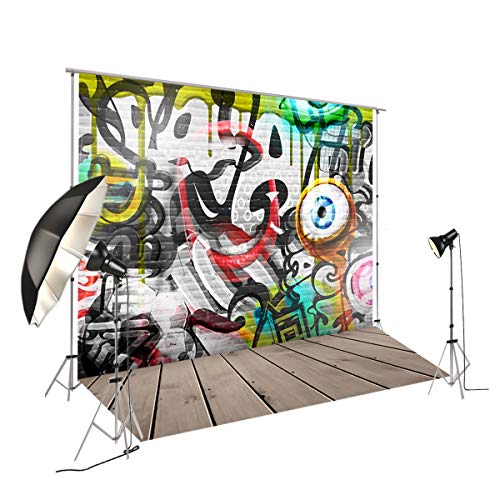 Graffiti Hintergrund mit Holzboden Design für Fotostudio Bilder oder Home 90er Jahre Party Dekoration FD-6564