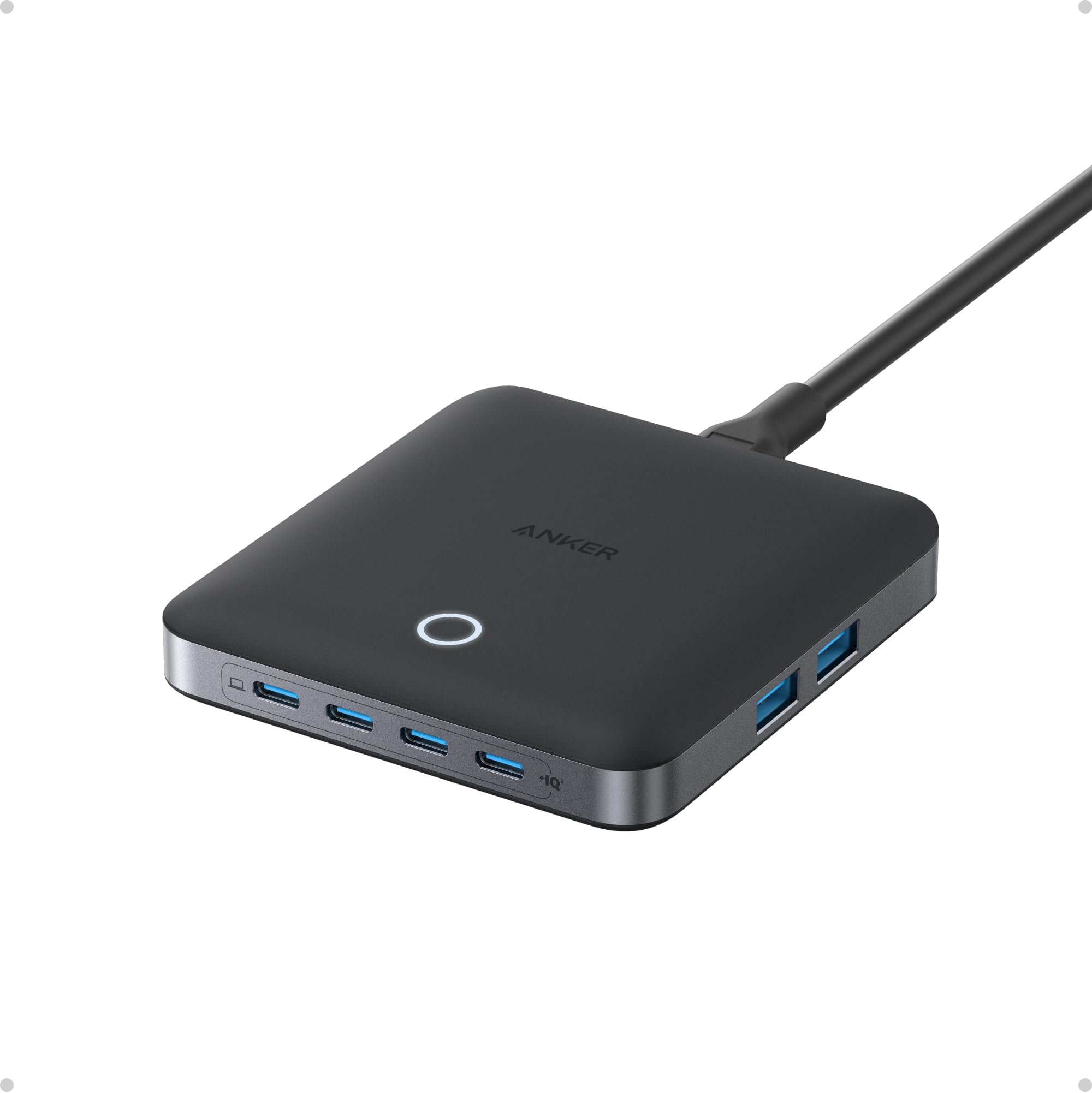 Anker Nano Charger, 6-Port Charging Station with Ultra-Fast 130W Output, 4 USB C, 2 USB A Ports, Compact and Stylish, For iPhone 17/16/15 Series, iPad, MacBook, Pixel, Galaxy, and More(Non-Battery)