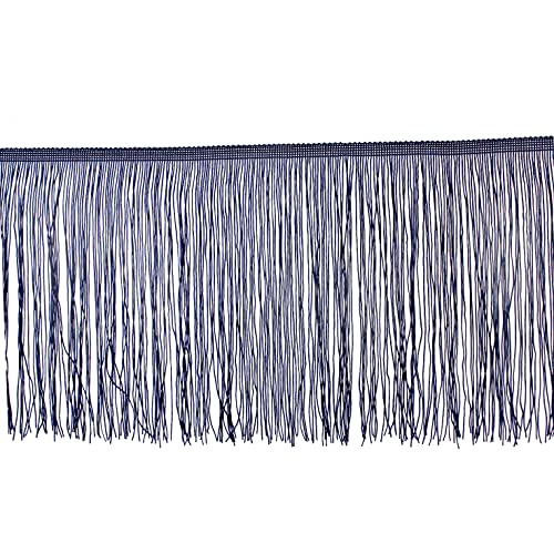 Yalulu 10 Meters 20 CM Width Polyester Latin Fringe Tassel Trimming Lace DIY Latin Macrame Samba Dance Dress Stage Clothes Curtain Trim (Navy Blue) - Image 3