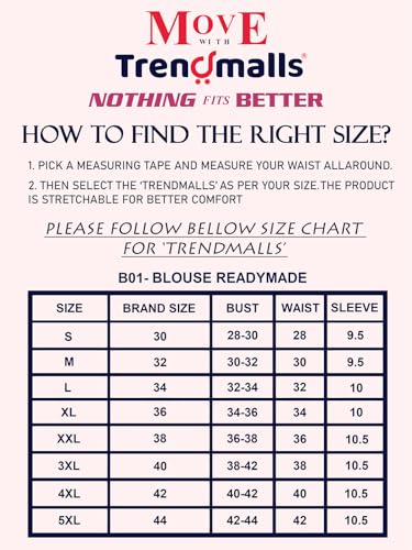 Image of TRENDMALLS Women's Dobby Pure Cotton Elastin Stretchable Readymade Round Neck Elbow Length Sleeves Blouse Choli Stylish Saree Blouse Ready to Wear