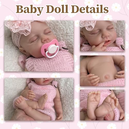 Muñeca Reborn de Silicona de Cuerpo Completo de 45 cm Con Boca Abierta, Recién Nacida Durmiendo, Suave al Tacto, Anatómicamente Correcta, Regalo de Navidad – Bild 5