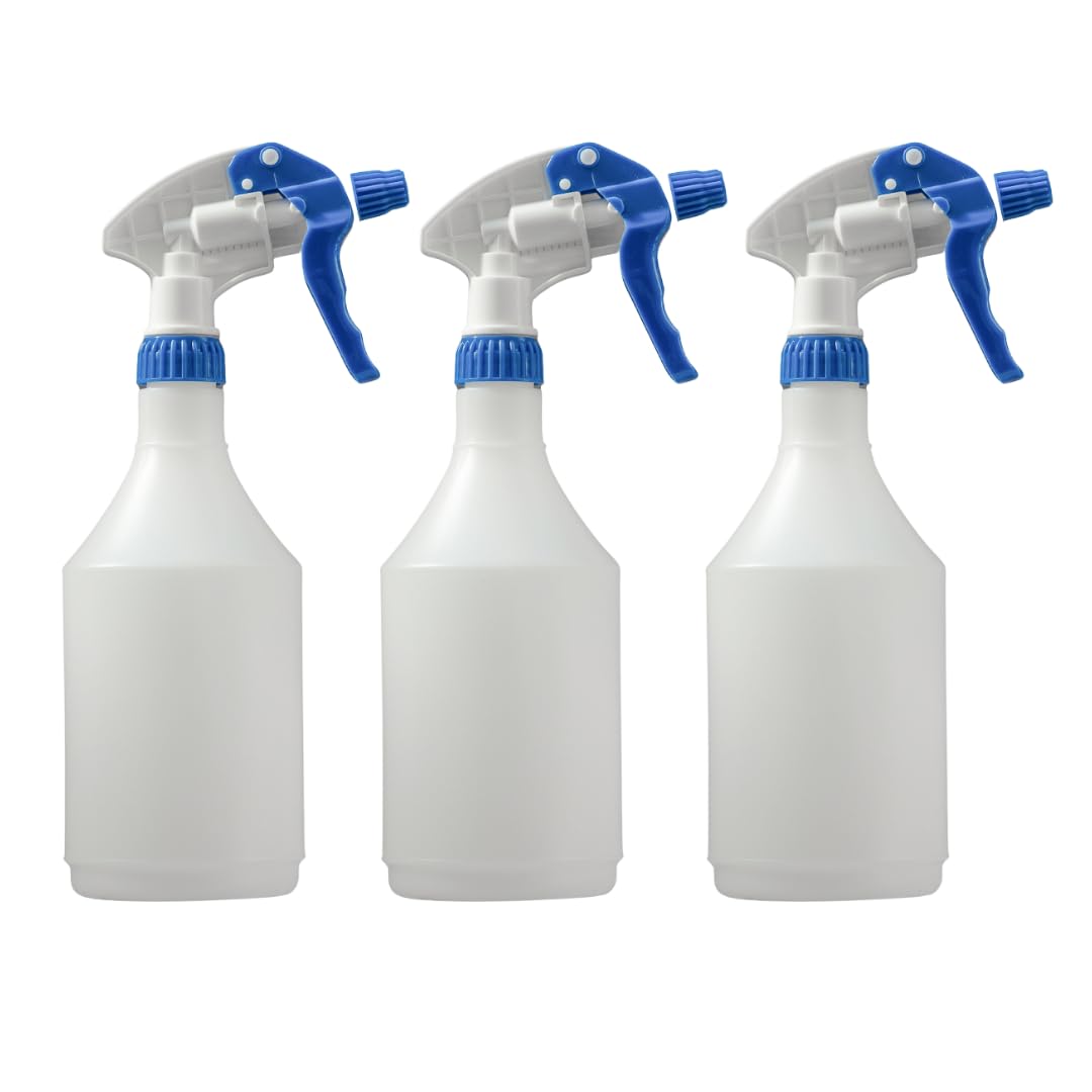 Avern Large 750ml Spray Bottles Plastic (3 Pack) BLUE For Cleaning Solutions Gardening & Home Use, Plant, Water, Durable Trigger Sprayer, Refillable Mist Spray Bottle Heavy Duty - Large 750ML