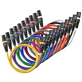 VEVOR XLR-Kabel 1 m, 10er-Pack, symmetrische DMX-Mikrofonkabel (Stecker auf Buchse), vergoldetes 3-poliges XLR-Mikrofon-Lautsprecherkabel, für Bühnenbeleuchtung, Mikrofone, Verstärker, Mischpulte