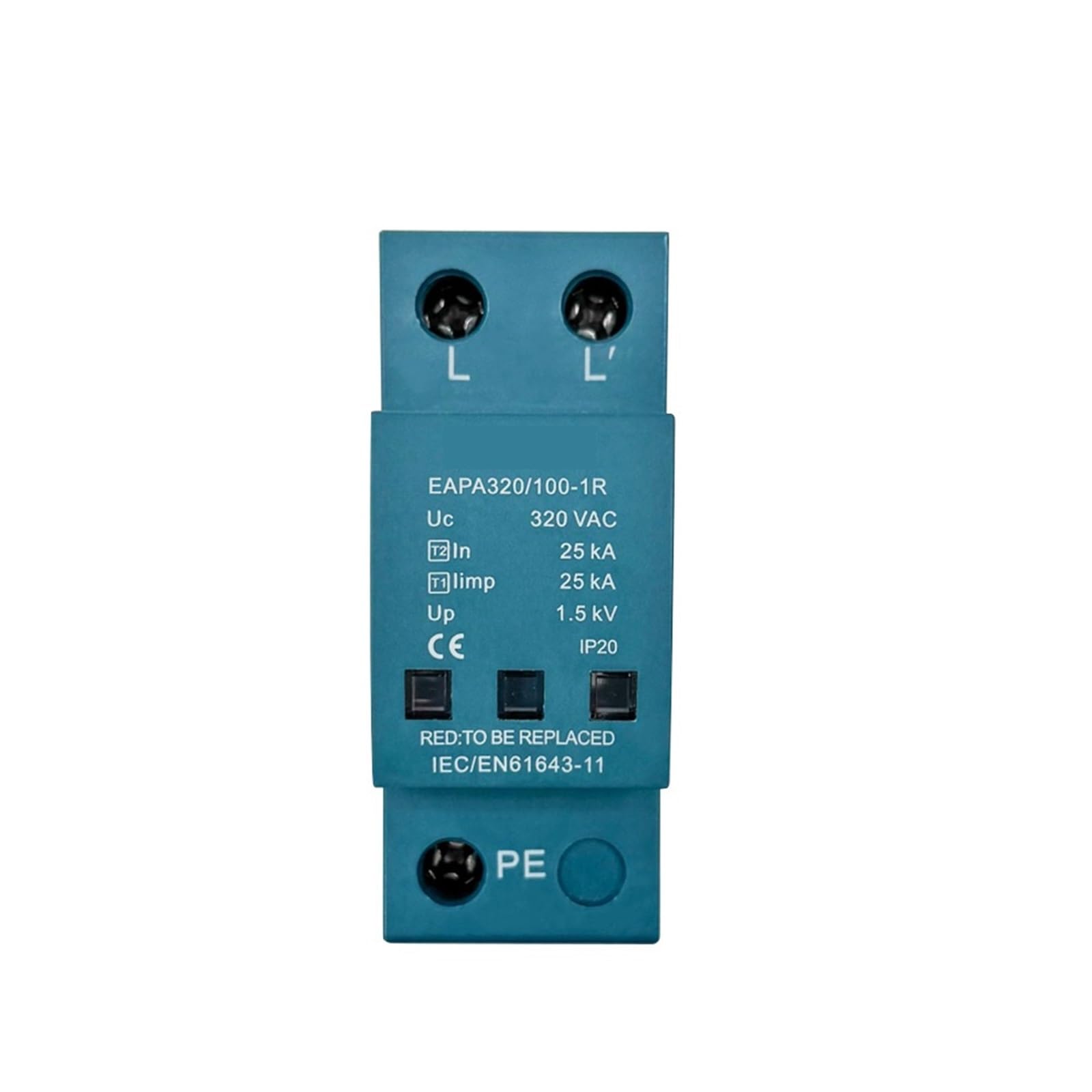 Protezione da sovratensione 1P 100KA, T1+T2, AC SPD 220V 230V 320V 385V 440V, installazione su guida DIN (1P 275V, No RC)