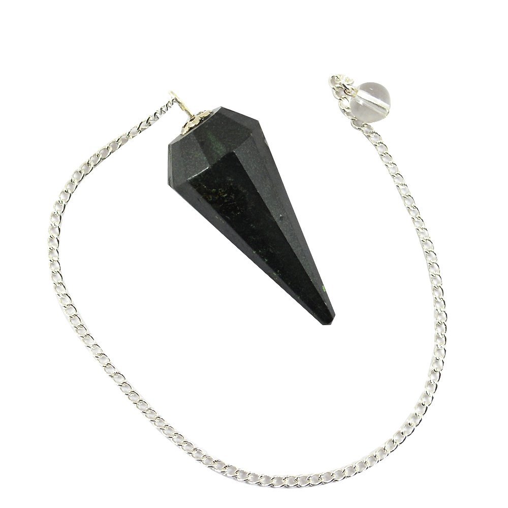 Reiki Crystal Products Black Tourmaline Dowser Pendulum 6 / Six Faceted Crystal Stone Dowser Pendulum Dowsing for Healing Gemstones