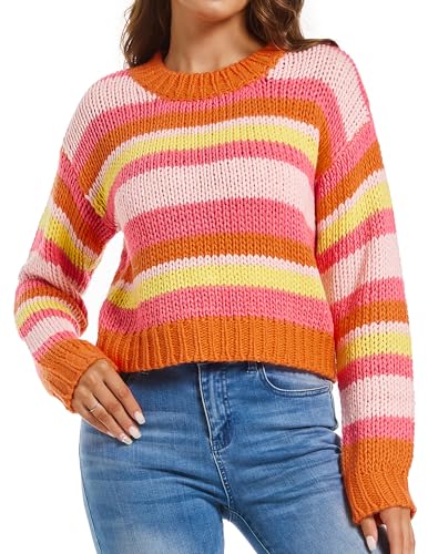 Image of Madewell Women's Cropped Knit Pullover Sweater, Orange (US, Alpha, X-Small, Small, Regular, Regular, Orange)