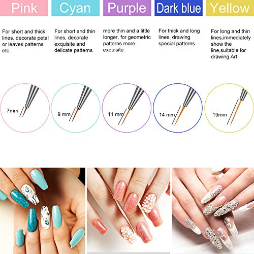 10 Pieces 3D Nail Brushes Art Set Acrylic Nail Liner Ombre Brush Nail Painting Design Pen Brushes Acrylic Rhinestone Handles Nail Pens #TOP1