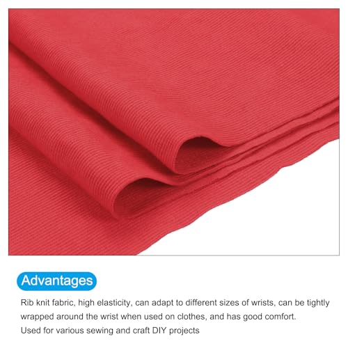 Image of MECCANIXITY 39 inch Elastic Cuffs Ribbed Trims Cotton Fabric Knit Rib Stretch Tape Cuff Sleeve Waistband for Sewing, 12 inch Wide Red