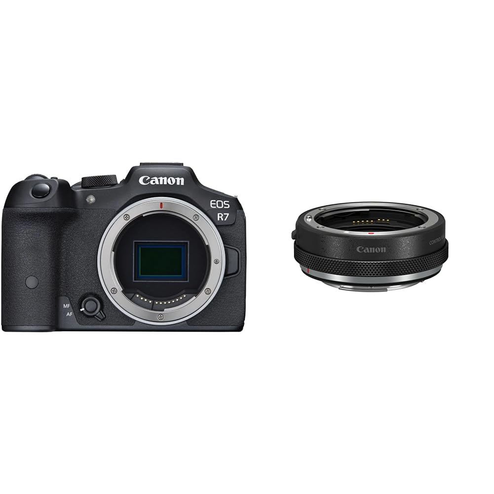 CANON EOS R7 Cámara Mirrorless Body, Cámara Evil APS-C (32,5 MP) -5 EV, Vídeo 4K 60 fps, Dual Pixel & EF-EOS R - Adaptor Montura con Anillo de Control para Objetivos EF y EF-S, Color Negro
