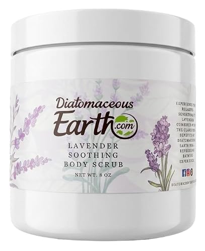 DiatomaceousEarth.com Lavender Body Scrub, Micro-Exfoliant, with Organic Aloe Vera, 8 oz, Sulfate-Free, Paraben-Free, SLS-Free