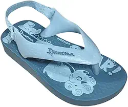 Sandália De Dedo para Bebê Temática Dinossauro Roar Azul Escuro Tira Traseira Elástica PVC Emborrachado