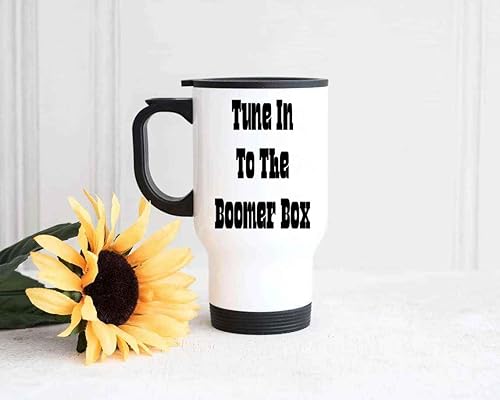 Miniatura 2 de Funny Gift Retro Radio Gift, for Boomer Generation on Their Birthday - Boomer Box Radio Gray and Multicolor Design, 14 Oz White Stainless Steel