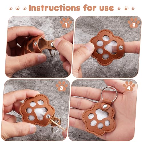 5PCS Pet Hair Storage Keychain, Pet Dog Cat Hair Collector Paw Shaped fur keepsake Keychains, Pet Enthusiast Commemorative Gift - Image 5