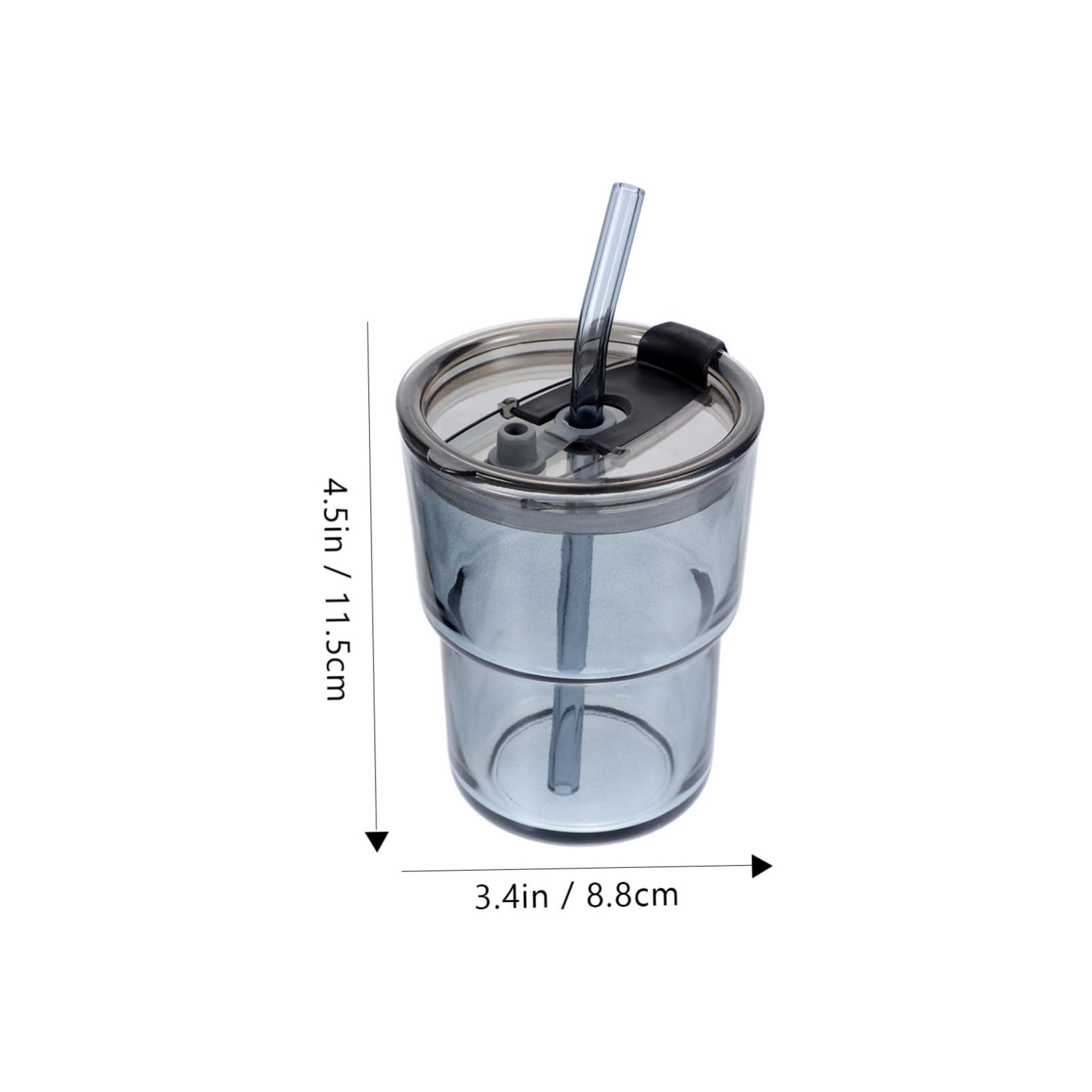 GRIRIW Portable Iced Coffee Glass Cup Straw Lid Glass Tumbler for Hot Beverages Tea