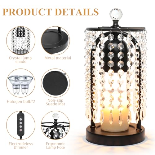 Candle Warmer Lamp with Timer and Dimmer - Electric Candle Warmer ,Crystal Candle Lamp for Bedroom Decor, Flameless Scented Candle Light Warmer,House Warming Gifts New Home, Christmas Gifts for Women
