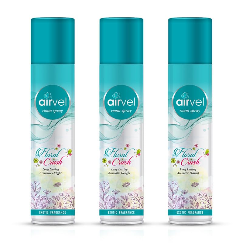 Image of Airvel Floral Crush Fragrance Spray | Non-Toxic, Safe | Long-Lasting Freshness Pack of 3 (217ml each)