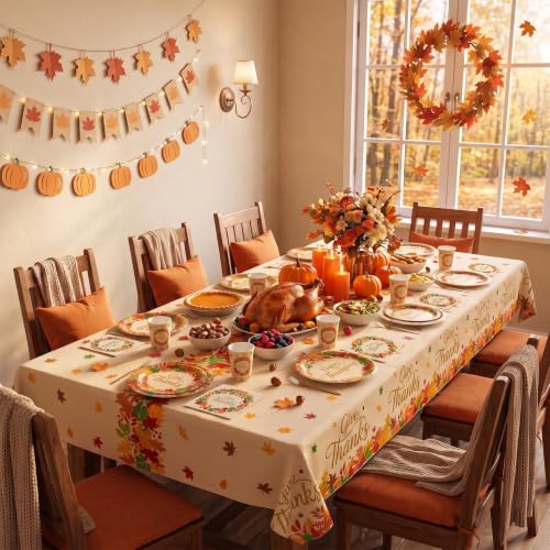 101 Pcs Thanksgiving Plates and Napkins, Maple Leaf Thanksgiving Paper Plates Napkins Cups Tablecloth Set, Disposable Give Thanks Dinnerware for Autumn Harvest Thanks Giving Party Decorations Supplies - image 7