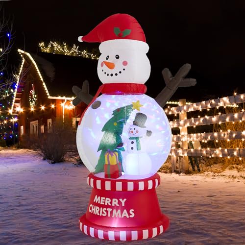 eUty 8ft Christmas Inflatable Outdoor Decoration Lighted Snowman Globe Scene Decor Waterproof Christmas Blow Up Yard Decorations for Xmas Holiday Party Yard Garden Lawn Decor