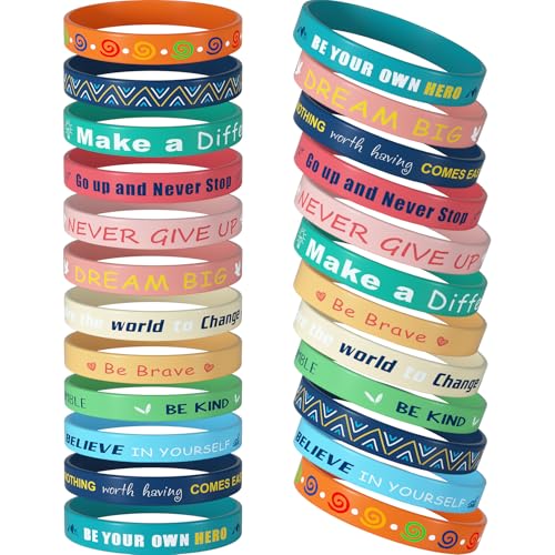 CHRORINE 24 pulseras de silicona motivacionales con cita inspiradora, pulseras...