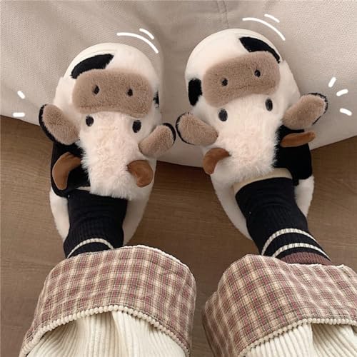 GGOOB Women's Kawaii Slipper, Cotton Animal Print Slippers for Female, Plush Cow House Slippers in 3 Sizes3