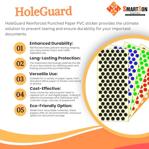 Image of SMARTSON Smart Hole Guard Sticker for Punched Papers Self-Adhesive Paper Label Multi Colors (Colors May Vary)