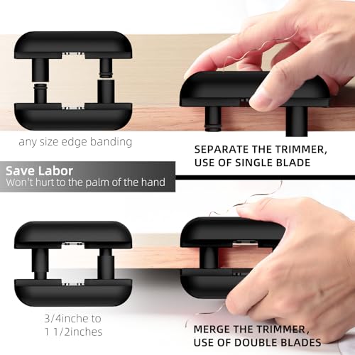 Image of GSCIT Club Edge Banding Trimmer, Tungsten Carbide Blades Hand Planer Edge Bander for Burrs Edge Corner Planer Wood Scraper Edge Banding Tools Cutter for PVC ABS Melamine (Black)