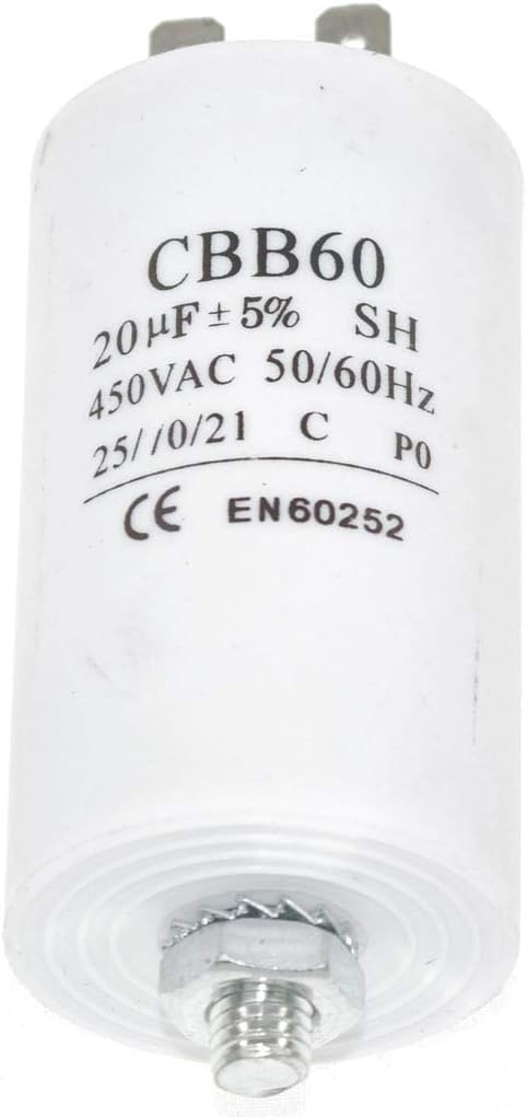 20UF Microfarad Motor Start Run Capacitor 450V ac compatible with universal Spade Connector..