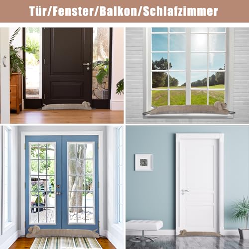 Forecronic Unter Tür Zugluftstopper - Dekorative Windstopper 106cm für Tür & Fenster, Beschwert Tier Luft Schlange Lärm Blocker Mit Hängenden Schlaufen - Brauner Hund