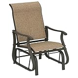 Outsunny Outdoor Glider Chair, Gliders for Outside Patio with Steel Frame and Mesh Fabric for Backyard, Garden, and Porch, Light Mixed Brown