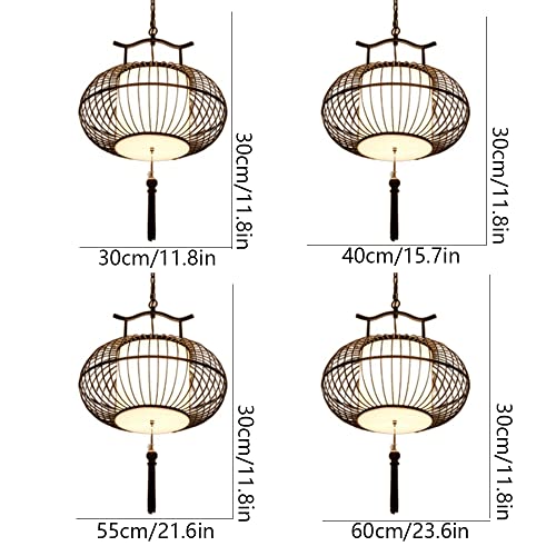 Lantaarnkroonluchter In Chinese Stijl Hangende Stoffen Lampenkap Semi-inbouw Retro Industriële Lamp Retro Creatieve Lamp… - Afbeelding 7